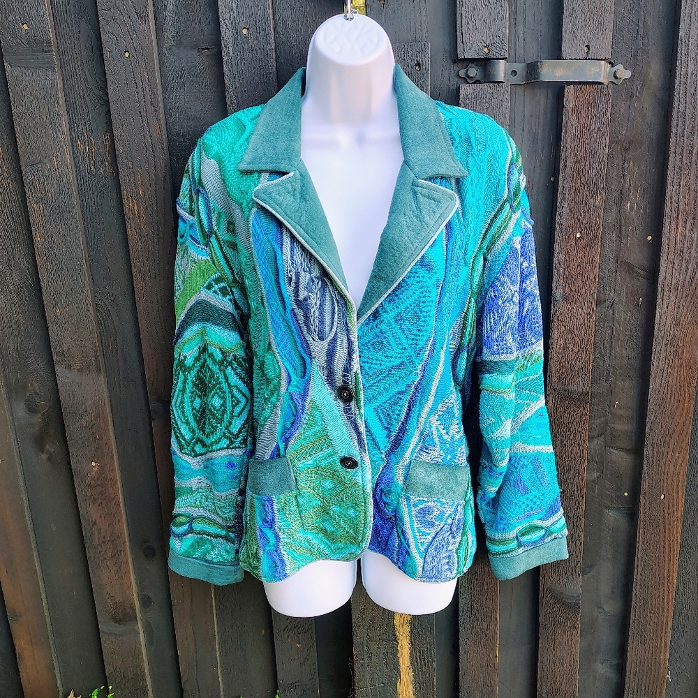 RARE Women's COOGI Teal & Turquoise Blazer Jacket